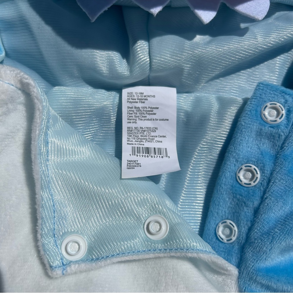 Baby Shark Halloween Costume Pullover Top 12-18M (Months) Hyde & EEK! Plush Blue - Picture 4 of 13